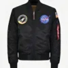 Alpha Industries MA 1 VF NASA badge bomber black jacket