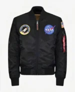 Alpha Industries MA 1 VF NASA badge bomber black jacket