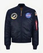 Alpha Industries MA 1 VF NASA badge bomber jacket blue