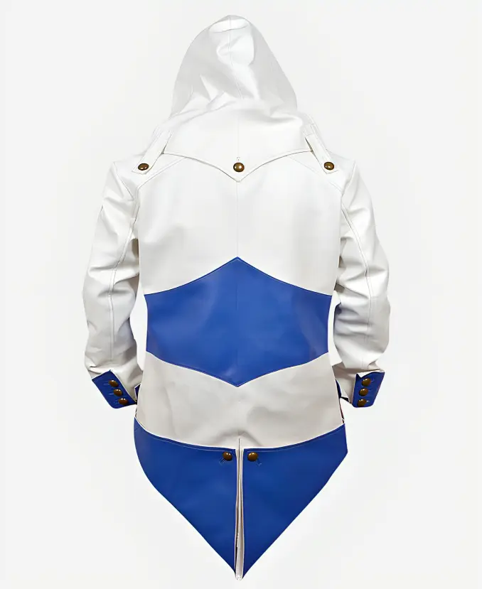 Assassins Creed Hoodie White Leather Jacket back
