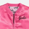 Barbie Pink Satin Bomber Jacket Collar