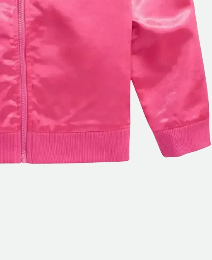 Barbie Pink Satin Bomber Jacket Cuffs