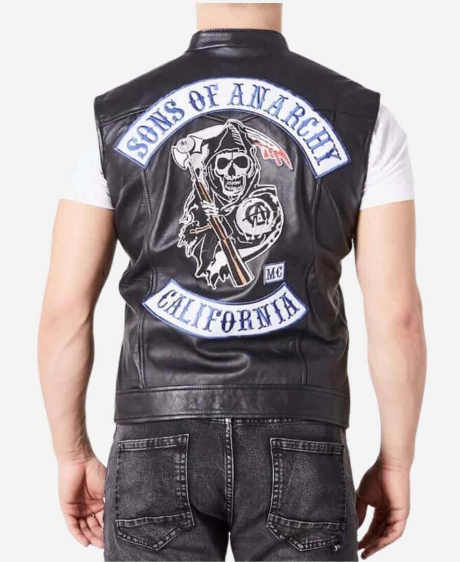 Charlie Hunnam Sons Of Anarchy Jax Teller Black Leather Vest 1