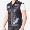 Charlie Hunnam Sons Of Anarchy Jax Teller Black Leather Vest Front 1