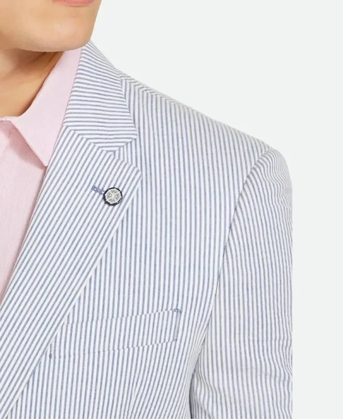 Chase Stokes Outer Banks John B Striped Blazer Detail Image