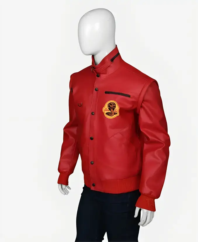 Cobra Kai Johnny Lawrence Red Leather Jacket side