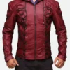 Colton Haynes Arrow Red Leather Hooded Jacket