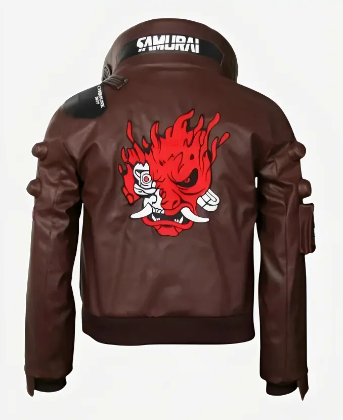 Cyberpunk 2077 Samurai Leather Jacket back brown