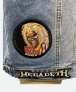 Eddie Munson Denim In depth image with patches