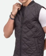 John Cena Fast and Furious 9 Jakob Toretto Black Quilted Vest Side Pose