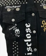 Juice Wrld Black Studded Jean Vest detailing