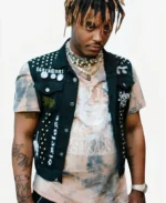 Juice Wrld Black Studded Jean Vest pic