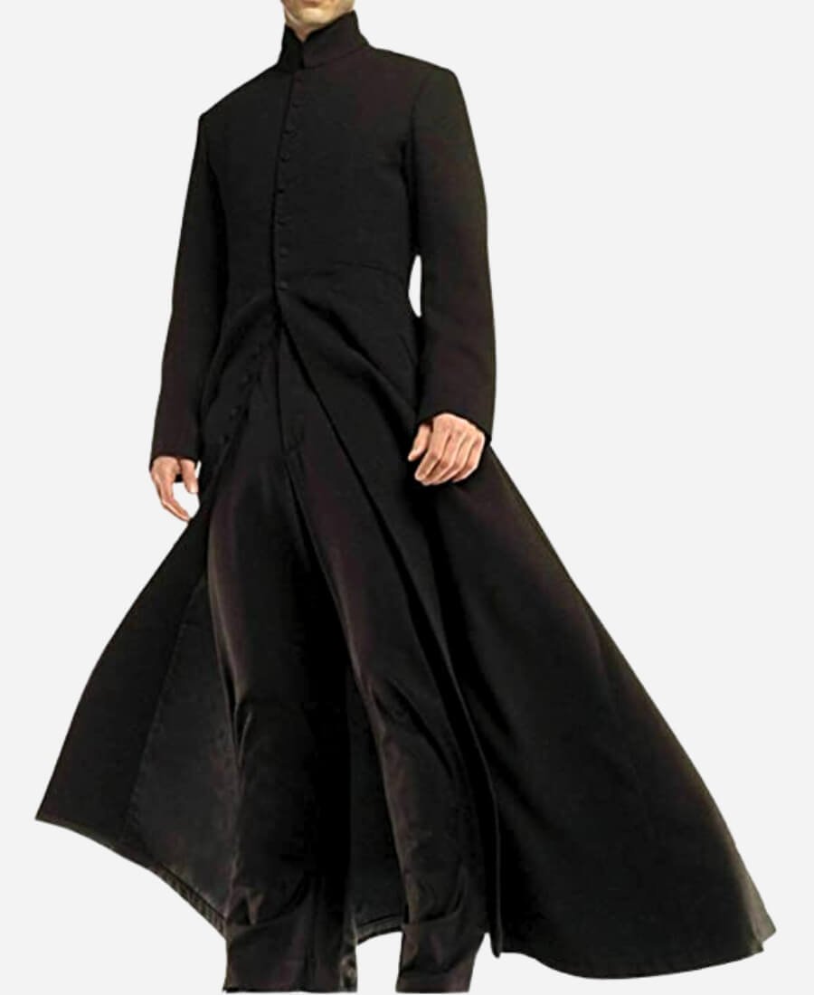 Keanu Reeves The Matrix Reloaded Neo Black Trench Coat
