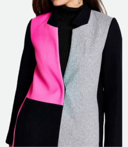 Lily Collins Emily In Paris Color Block Coat Material 1