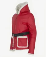 Mens Santa Claus Red Leather Jacket side