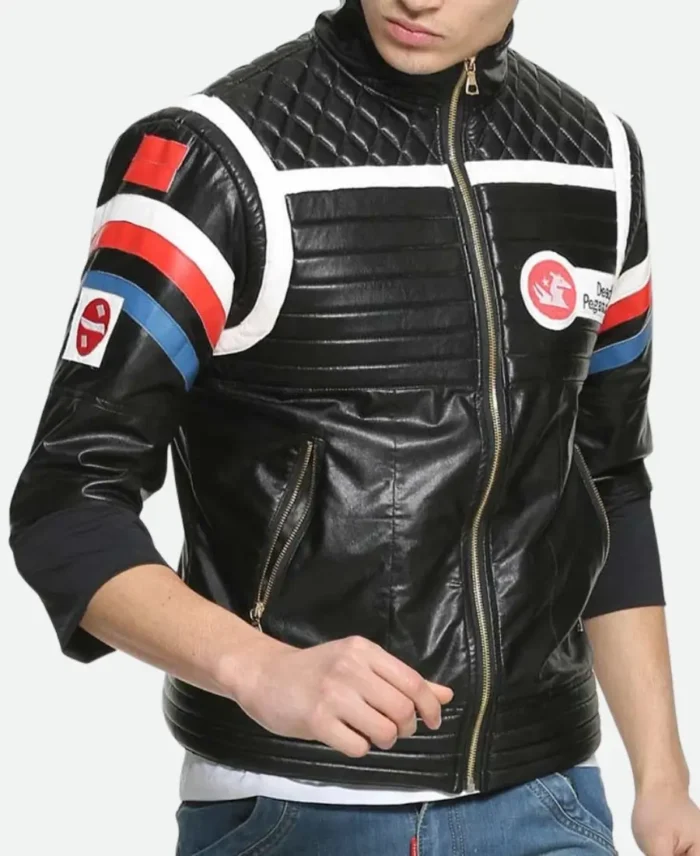 My Chemical Romance Party Poison Black Leather Jacket Side Pose 1