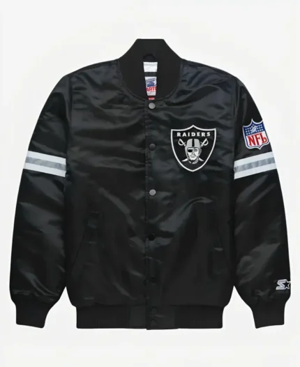 NFL Los Angeles Raiders Black varsity jacket.