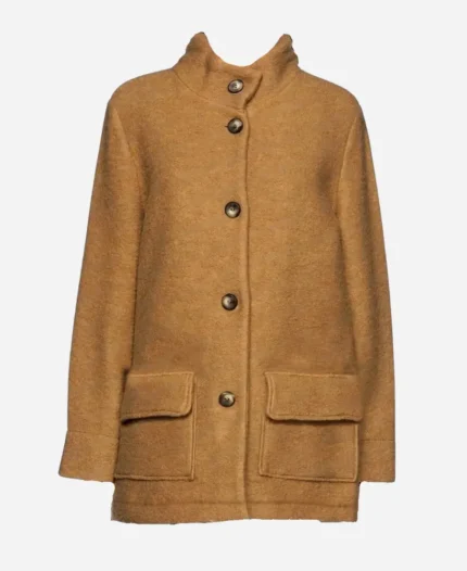 Nancy Wheeler Brown Wool Jacket front