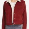 Natalia Dyer Stranger Things Nancy Wheeler Red Shearling Jacket