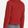 Natalia Dyer Stranger Things Nancy Wheeler Red Shearling Jacket back