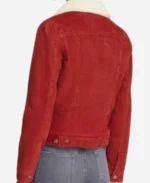 Natalia Dyer Stranger Things Nancy Wheeler Red Shearling Jacket back