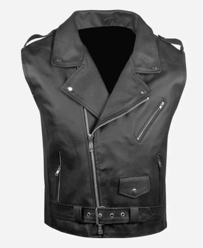 Riverdale Southside Serpents Black Leather Biker Vest Front