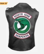 Riverdale Southside Serpents Black Leather Black Biker Vest Style 02