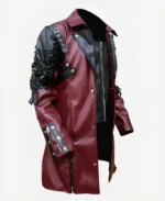 Steampunk Gothic Matrix Leather Trench Coat Maroon Left