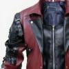 Steampunk Gothic Matrix Leather Trench Coat Maroon details