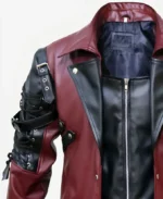 Steampunk Gothic Matrix Leather Trench Coat Maroon details