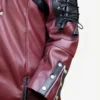Steampunk Gothic Matrix Leather Trench Coat Maroon details 2