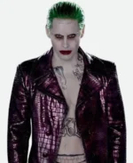 Suicide Squad The Joker Purple Leather Coat