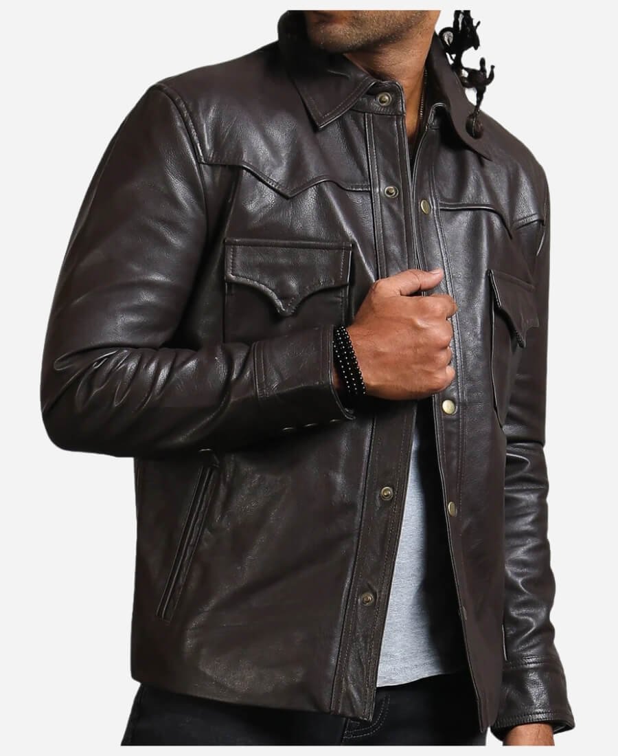 The Walking Dead Governor Leather Jacket Side Pose
