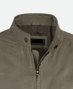 Tom Cruise Mission Impossible Fallout Ethan Hunt Dark Grey Leather Jacket Detail Image