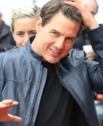 Tom Cruise Mission Impossible Fallout Ethan Hunt Navy Blue Leather Jacket Back Front 1