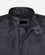 Tom Cruise Mission Impossible Fallout Ethan Hunt Navy Blue Leather Jacket Detail Image