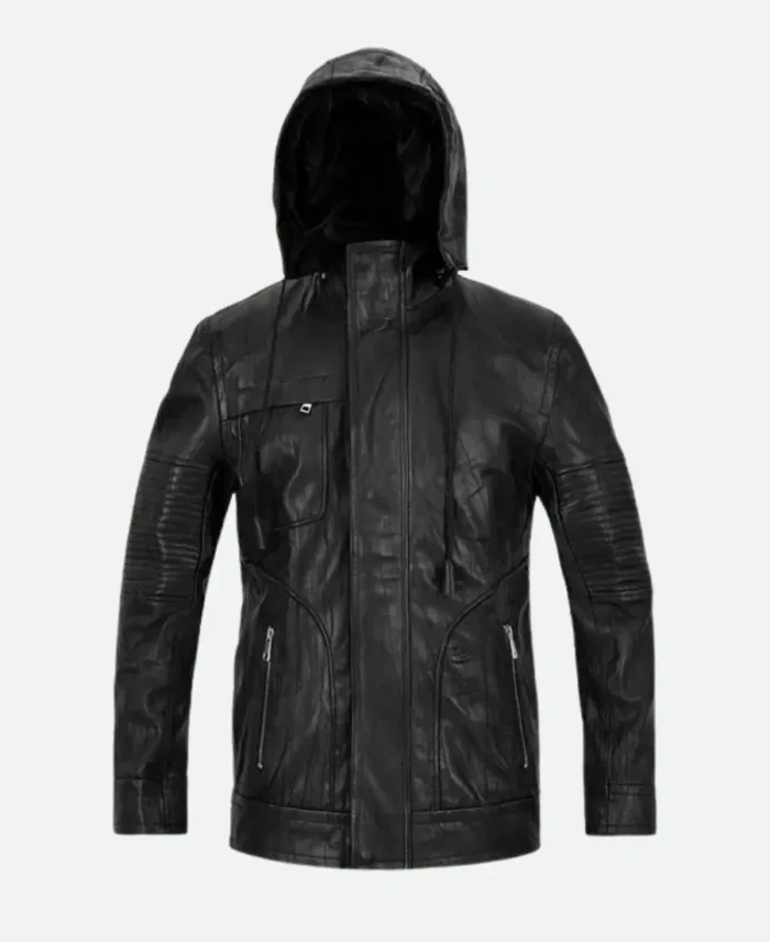 Tom Cruise Mission Impossible Ghost Protocol Ethan Hunt Black Leather Hooded Jacket 1