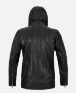 Tom Cruise Mission Impossible Ghost Protocol Ethan Hunt Black Leather Hooded Jacket back