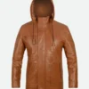 Tom Cruise Mission Impossible Ghost Protocol Ethan Hunt Brown Leather Hooded Jacket 1