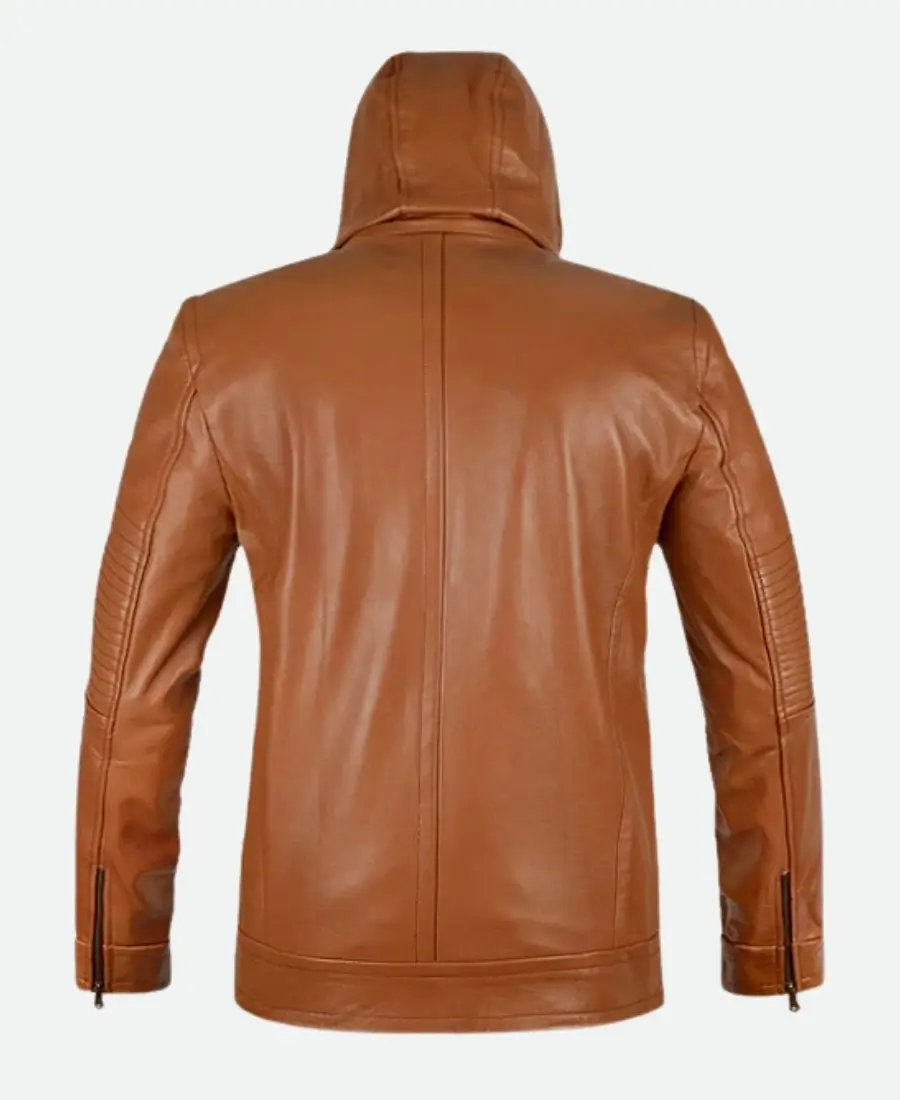 Tom Cruise Mission Impossible Ghost Protocol Ethan Hunt Brown Leather Hooded Jacket Back 1