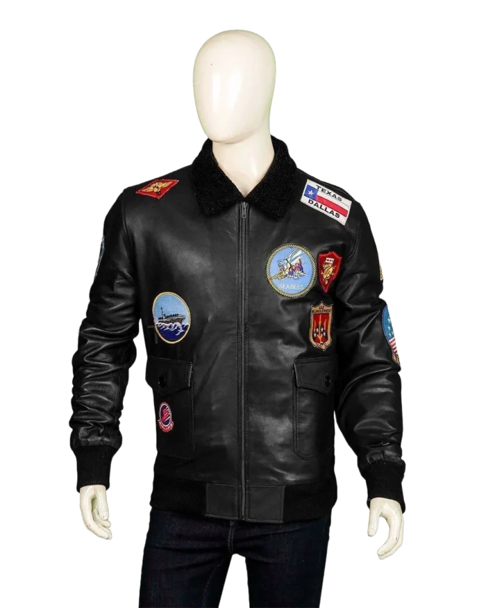 Tom Cruise Top Gun Maverick G1 Black Leather Bomber Jacket 1