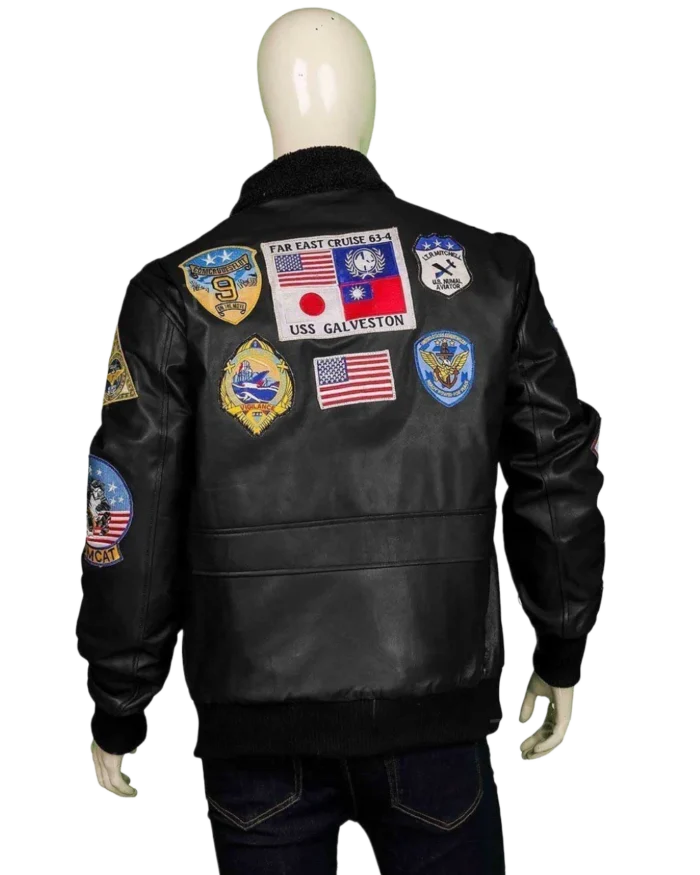 Top Gun Maverick G1 Black Leather Bomber Jacket Back 1