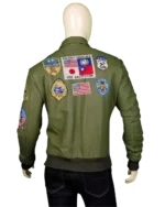 Top Gun Maverick G1 Green Leather Bomber Jacket Back 1