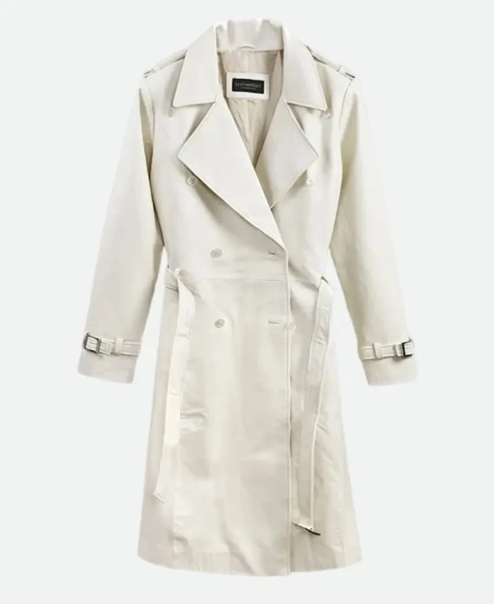 Vanessa Kirby Mission Impossible Fallout White Leather Trench Coat 1