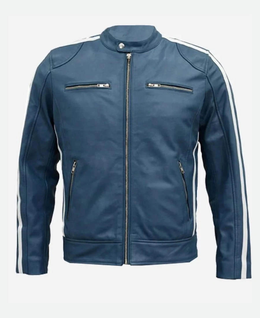 Vin Diesel Fast and Furious 9 Blue Leather Motorcycle Jacket