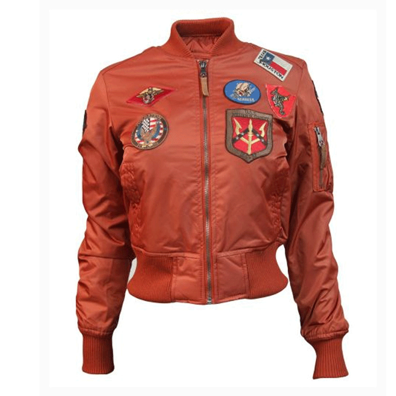 Women Top Gun Rust Bomber Jacket