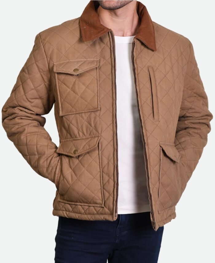 Yellowstone John Dutton Brown Quilted Jacket Front 1