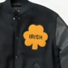 notre dame rudy irish letterman jacket detail