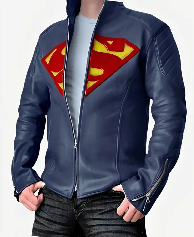 superman leather jacket side