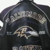 Bartolemo Baltimore Ravens NFL Bomber Leather Jacket Back Closer